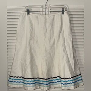 Sigrid Olsen Women’s Linen‎ Embroidered A Line Skirt Size 10